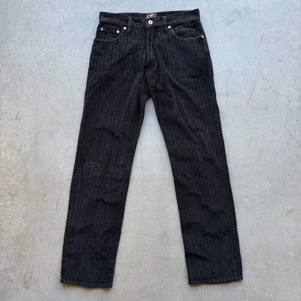 Vintage Energie Mens 32 x 32 Black Corduroy Pants Straight Leg Y2K Skater Emo